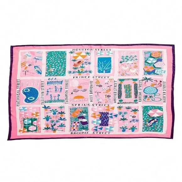 FALL CLEARANCE! NWT Kate Spade Rooftop Scene Oblong Scarf - Bright Peony - Picture 1 of 6